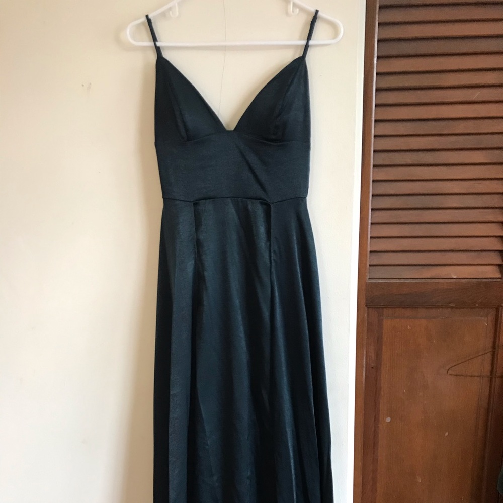 Dark Emerald Double Slit Dress